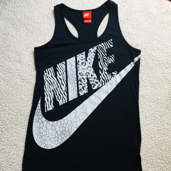 Black animal print spell out Nike tank top - Picture 2 of 6